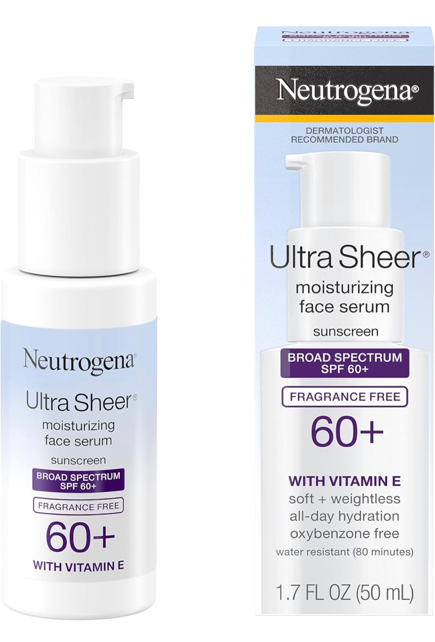 Neutrogena Ultra Sheer Moisturizing Face Serum with Vitamin E & SPF 60+, All Day Facial Sunscreen Serum with Broad Spectrum UVA/UVB Protection, Fragrance-Free, Oxybenzone-Free.



Keep your skin glowy and protected from the sun with this skin care fine. This is my favorite sunscreen for my face!

#LTKfindsunder100 #LTKbeauty #LTKfindsunder50