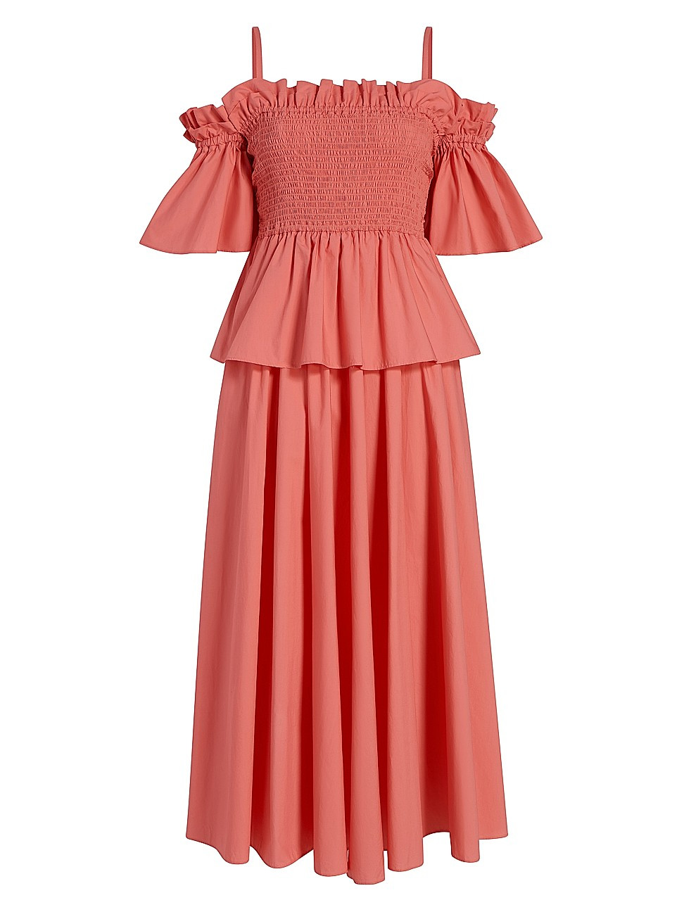 Women's Flounced Midi-Dress - Rouge - Size Large | Saks Fifth Avenue