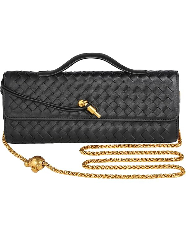 Woven Evening Bag Clutch Purses For Women, Woven Leather Crossbody Bag Purse For Women With Gold ... | Amazon (US)