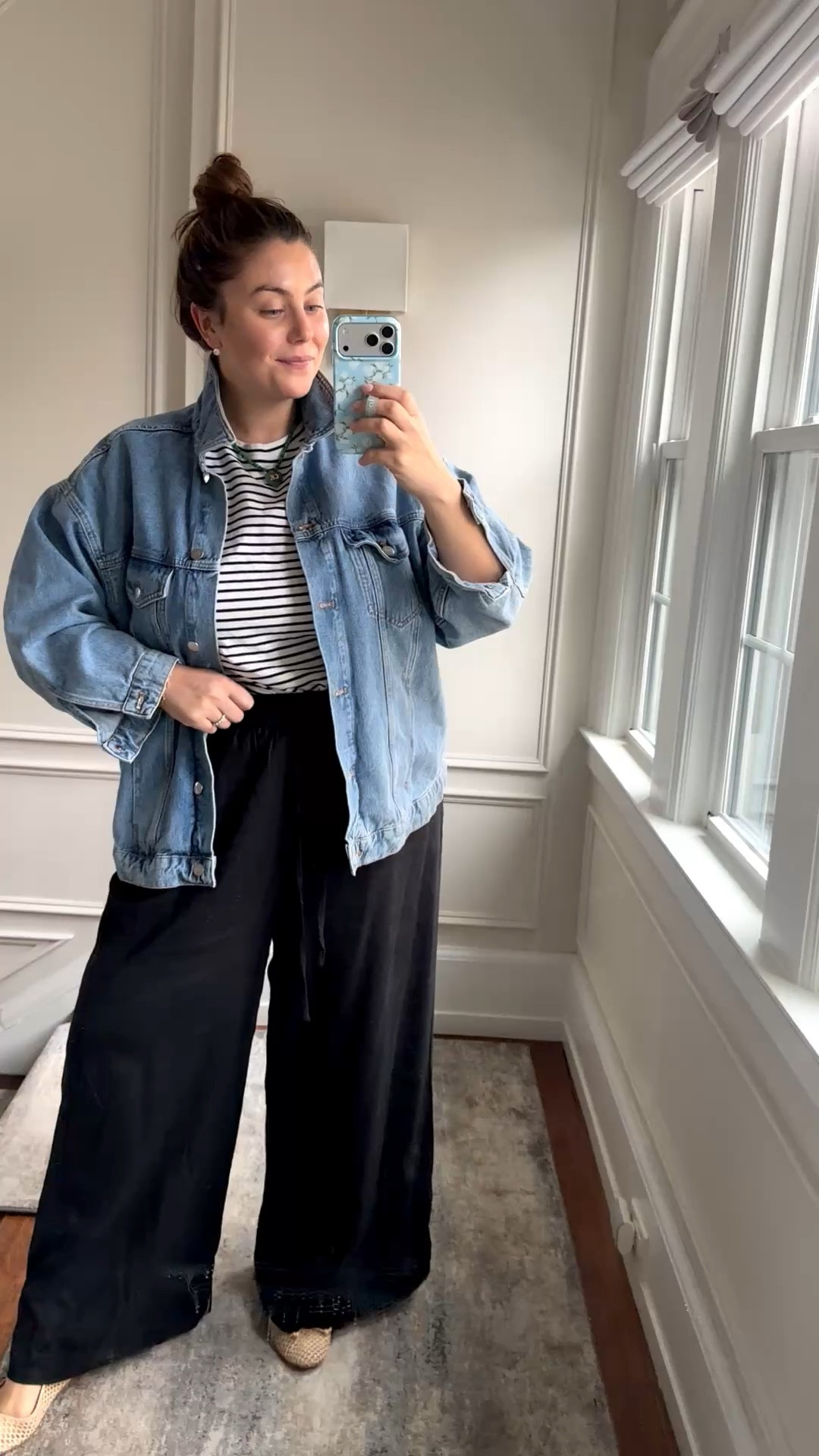 Rainy day OOTD - wearing size 16Plus in pants (sharing similar pants in plus & standard sizing), 1X in top (use CARALYN15 @Spanx on your first order), XL in denim jacket 

#LTKSeasonal #LTKootd #LTKMidsize