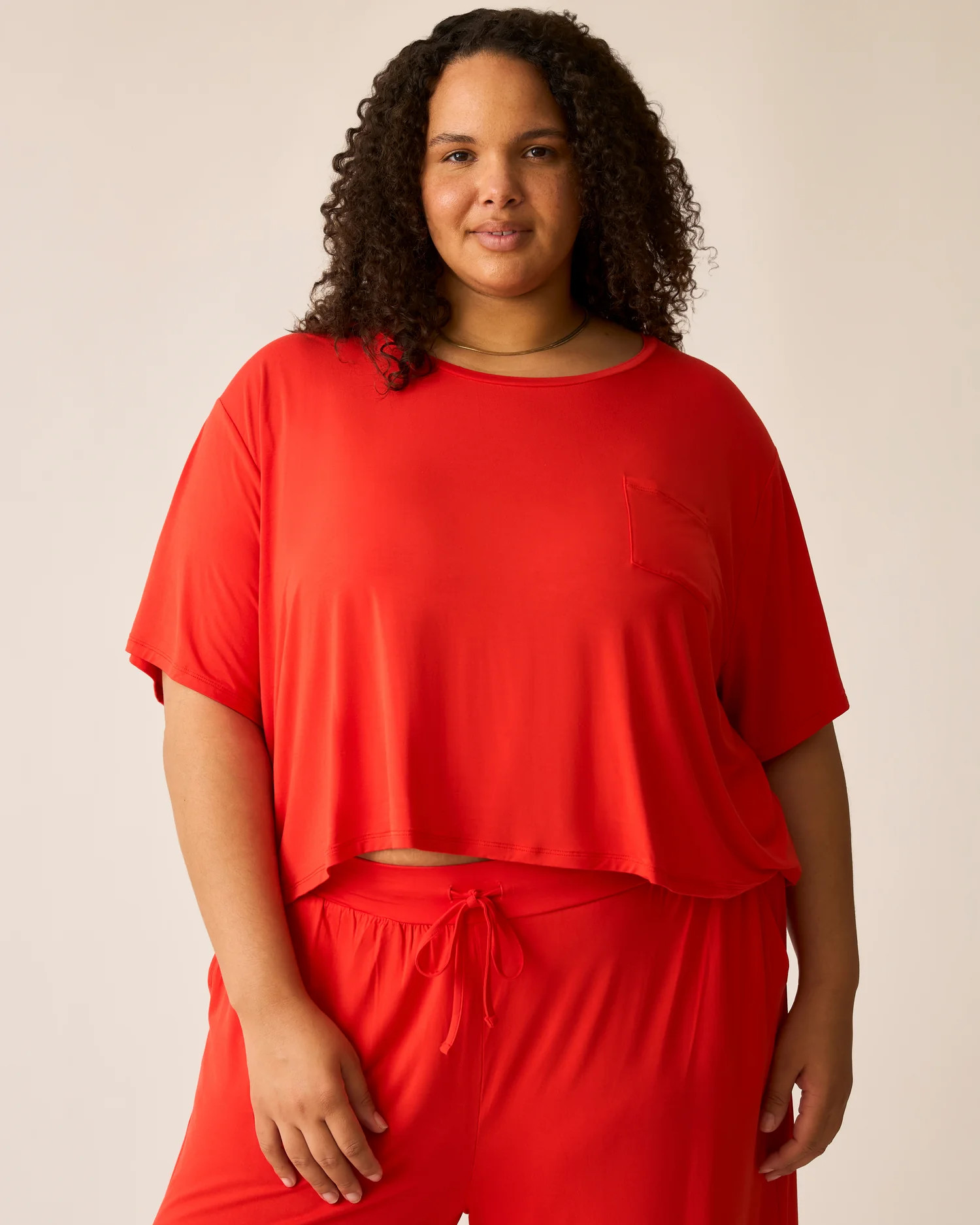 Aria Bamboo Casual Cropped Short Sleeve Top | Bright Red - Kindred Bravely | Kindred Bravely