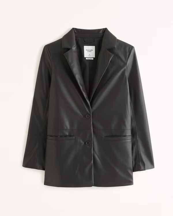 Women's Vegan Leather Blazer | Women's Coats & Jackets | Abercrombie.com | Abercrombie & Fitch (US)