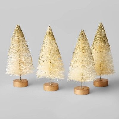 4pc 4&#34; Decorative Sisal Bottle Brush Christmas Tree Set Natural - Wondershop&#8482; | Target