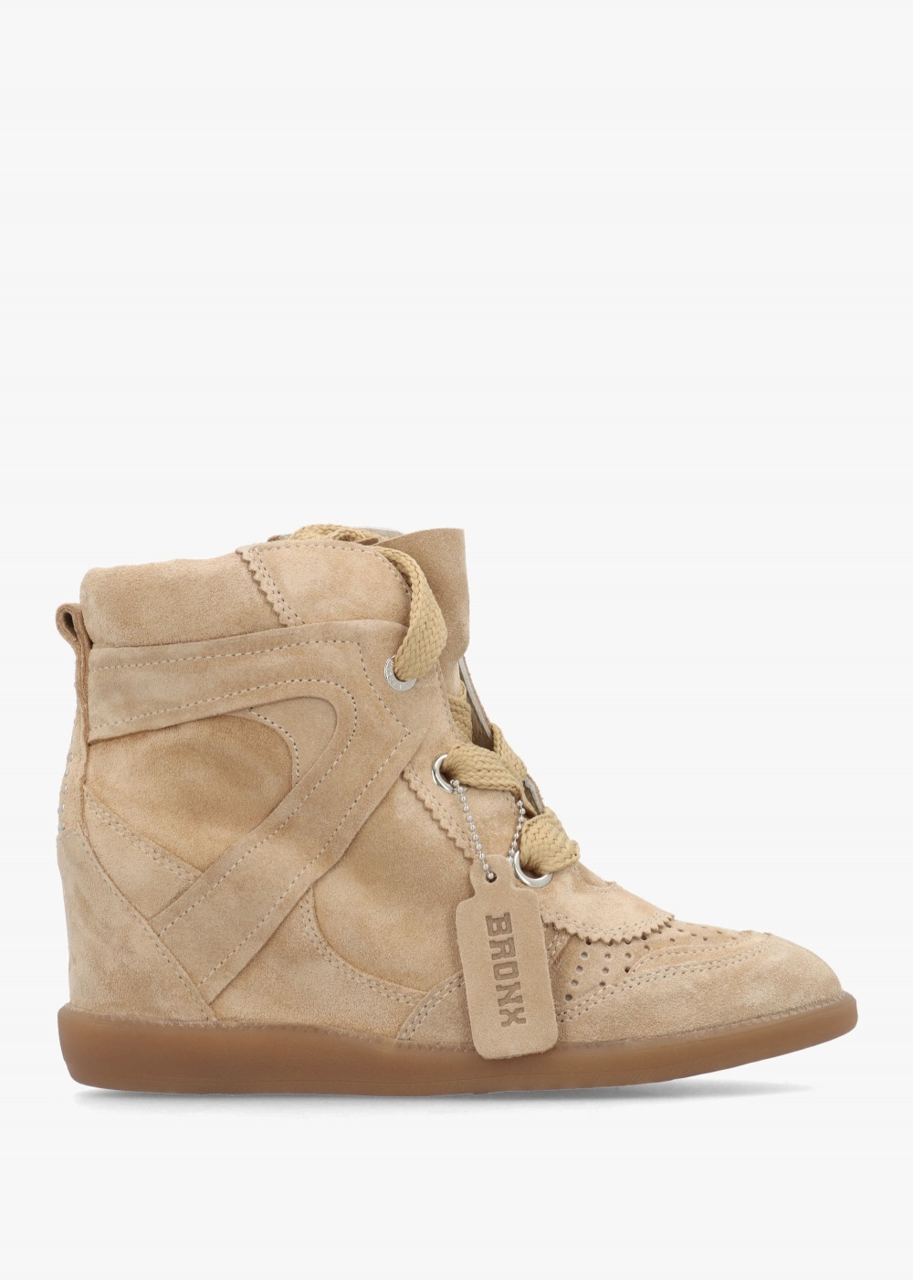 JAE-YY Sand Suede Lace Up High Top Wedge Trainers | Daniel Footwear (UK)