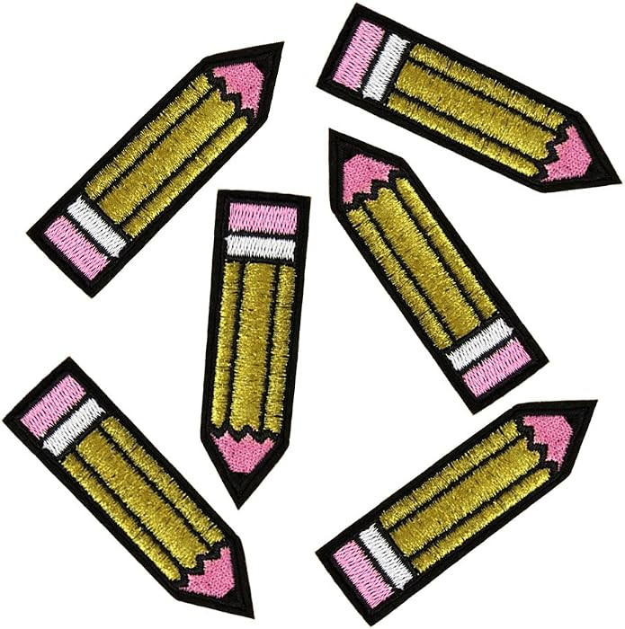 Pencil Patch Iron On Clothes Patch for Clothing Embroidered Patch Garment Apparel Accessories 6 P... | Amazon (US)
