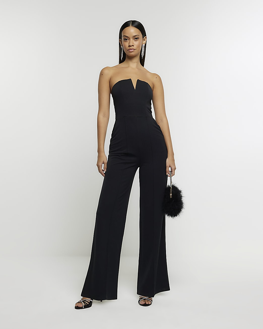 Black bandeau jumpsuit | River Island (UK & IE)