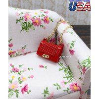 1/12 Dollhouse Miniature Handbag Purse Classic Red Bag Golden Hardware | Etsy (US)