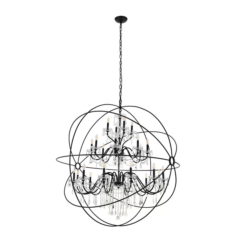 Budapest 24 - Light Candle Style Globe Chandelier with Crystal Accents | Wayfair North America