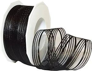 "Morex Ribbon Palma French Wired Acetate Ribbon, 1-1/2"" x 22 yd, Black" (37340/20-613) | Amazon (US)