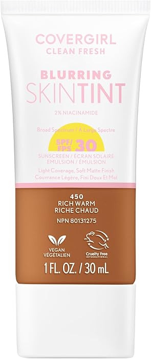 COVERGIRL Clean Fresh Blurring Skin Tint, 450 Rich Warm, Liquid Foundation - Matte Finish - with ... | Amazon (CA)