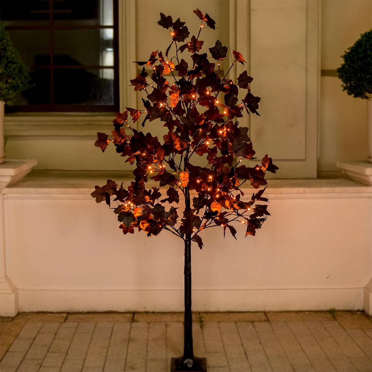 5ft Black Maple Halloween Tree with LED Skull Lights & Spiders - Indoor/Outdoor Waterproof Decor ... | Amazon (US)