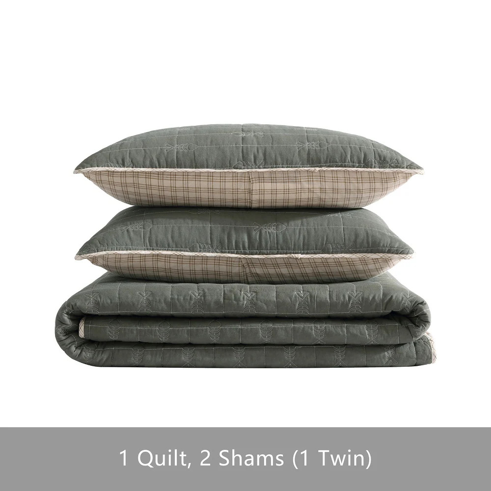 Eddie Bauer Troutdale Cotton Green Quilt Set - Bed Bath & Beyond - 30650479 | Bed Bath & Beyond