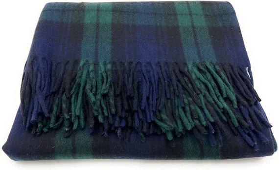 Black Watch Tartan Large Travel Blanket Throw Wool Blend - Etsy | Etsy (US)