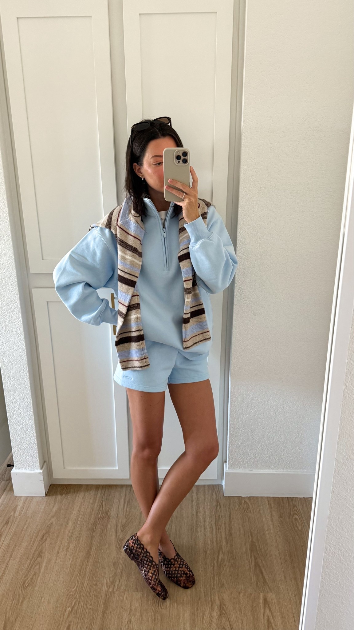 Styling a matching set for a coffee shop day, shopping trip, or errands! I’m 5’7” and wearing a size small in everything. Jelly shoes are TTS and very comfortable so far. 

#LTKSeasonal #LTKActive #LTKootd