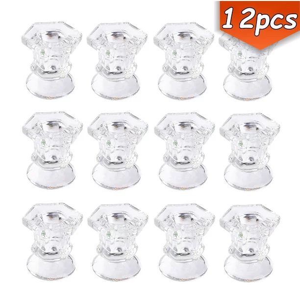 Candlestick Holders Taper Candle Holder Set for Table Centerpiece Glass Clear Crystal Candle Hold... | Walmart (US)