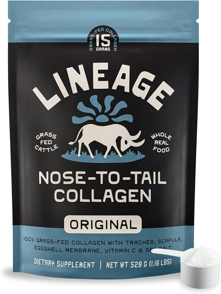 Lineage Provisions Grass Fed Collagen Powder, 30 Servings | Amazon (US)