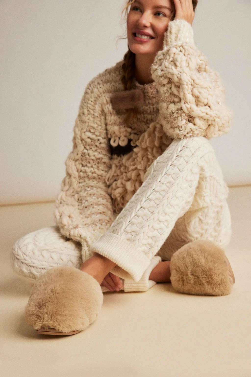 Snowball Slippers in Taupe | Krush Clothing Limited
