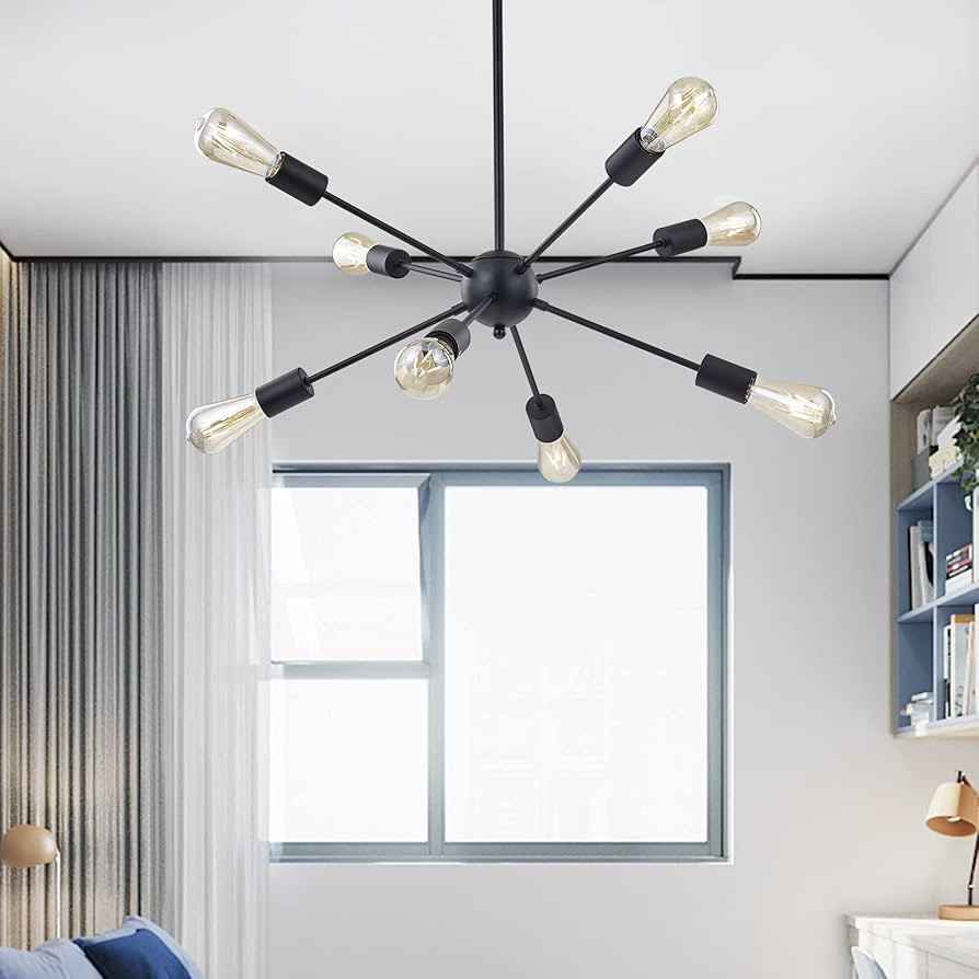 BONLICHT Modern Sputnik Chandelier 8 Lights Industrial Vintage Flush Mount Ceiling Light Black St... | Amazon (CA)