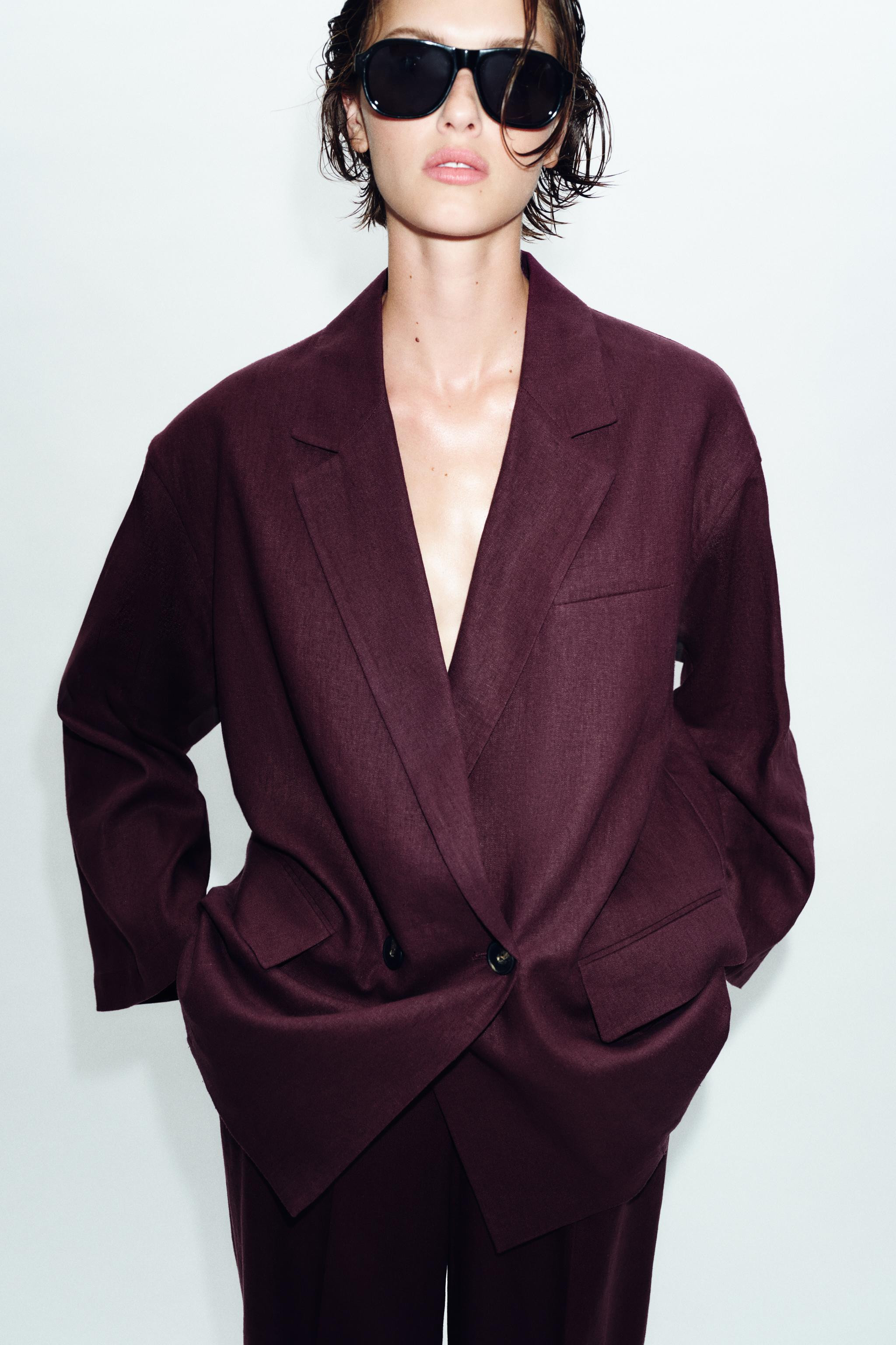 LINEN BLEND DOUBLE BREASTED BLAZER | Zara US