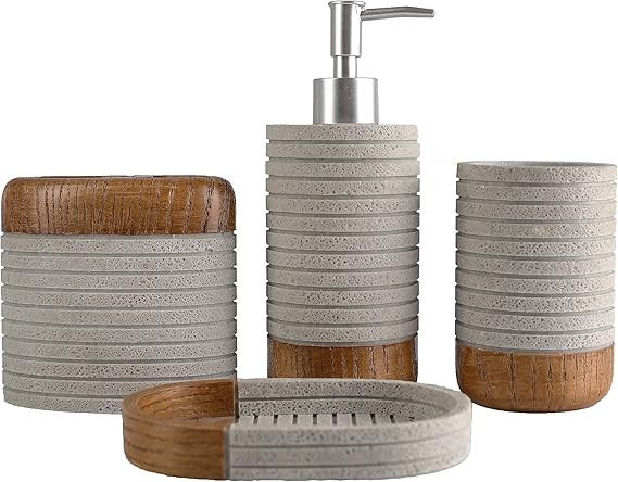 Hymmah Bathroom Accessories Set,Toothbrush Holder,Farmhouse Bathroom Decor,4 Pcs Resin Gift Set A... | Amazon (US)