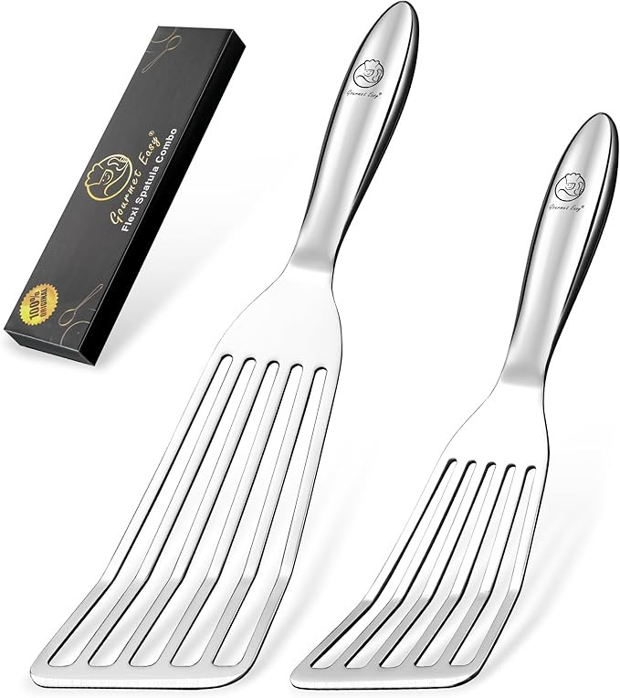 Fish Spatula Stainless Steel Combo, 1 Large Fish Turner Spatula + 1 Small Griddle Spatula, Metal ... | Amazon (US)
