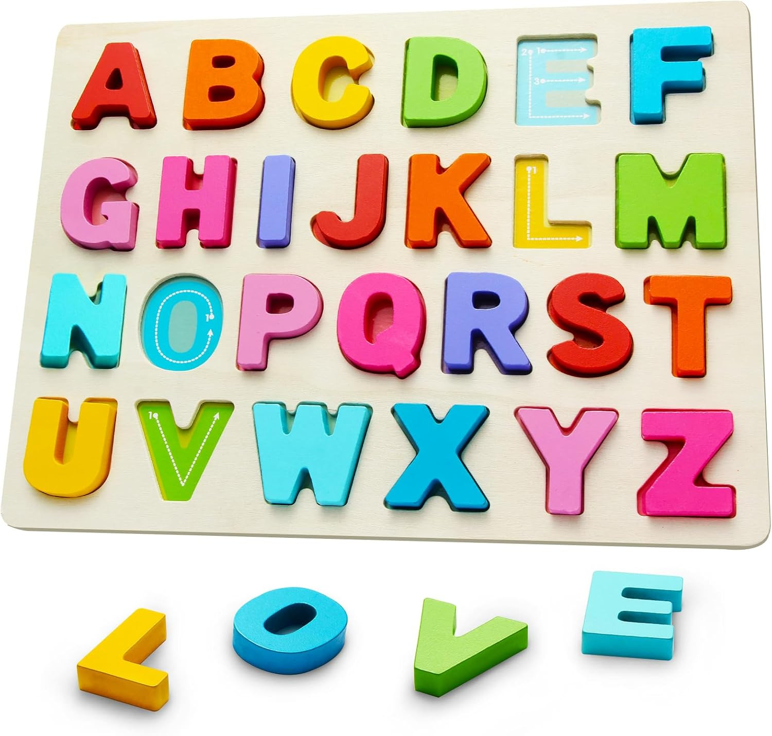 Wooden Puzzles for Toddlers, ABC Alphabet Puzzle, Learning Toys, Preschool Learning Activities, P... | Amazon (US)