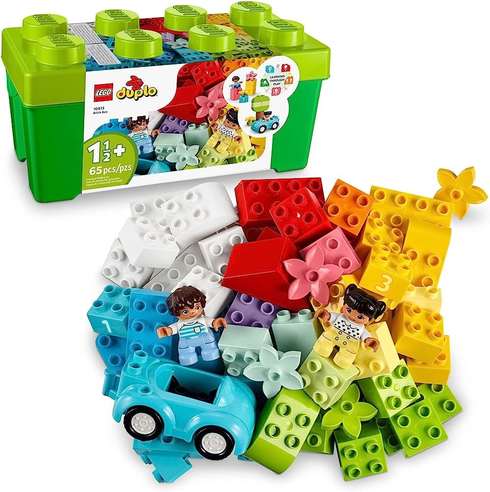 LEGO DUPLO Classic Brick Box Building Set with Storage 10913, Toy Car, Number Bricks and More, Le... | Amazon (US)