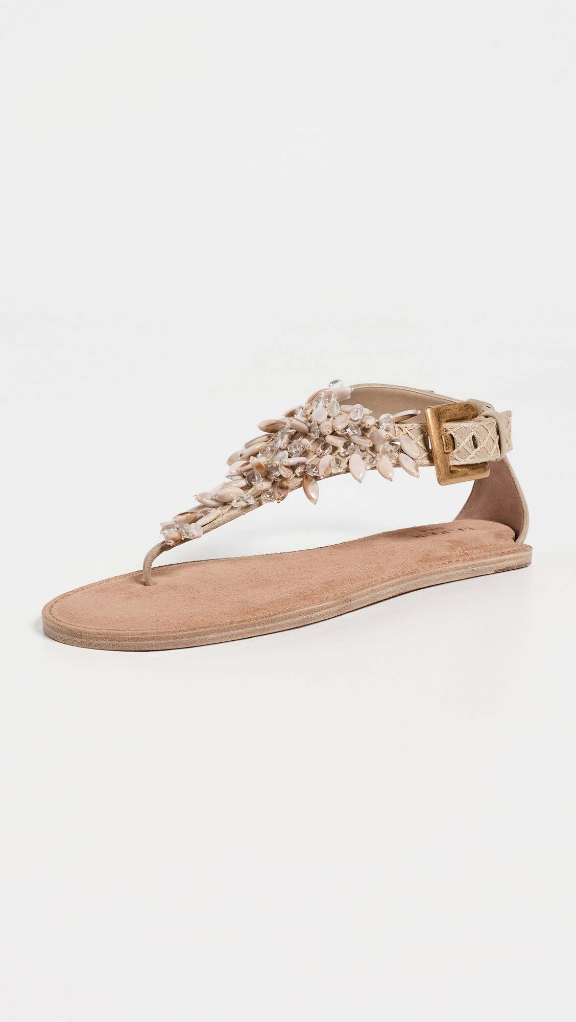 Anthem Beaded Suede Flat Sandals | Shopbop
