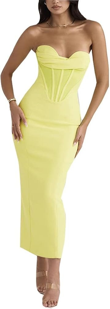 BYLIA Women's Sexy Sleeveless Solid Evening Gown Slit Formal Occasion Dress Tight-fitting Backles... | Amazon (US)