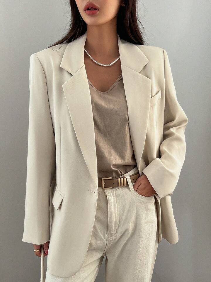 DAZY Lapel Neck Single Button Blazer | SHEIN