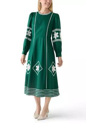 Women's Long Sleeve Embroidered Midi Dress | Belk