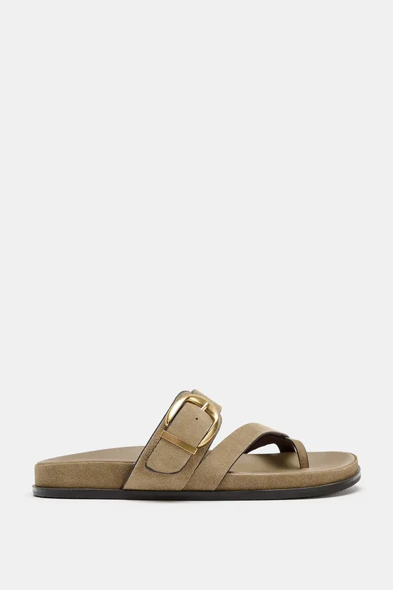 LEATHER BUCKLE SANDALS | Zara NL