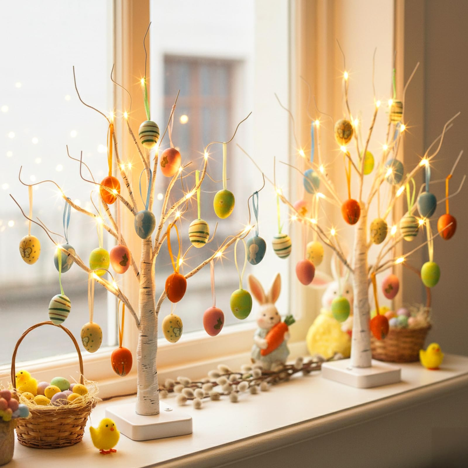PEIDUO Easter Decorations, 24LT Easter Egg Tree for Home Decor, Lighted Tabletop Tree with 36 Mul... | Amazon (US)