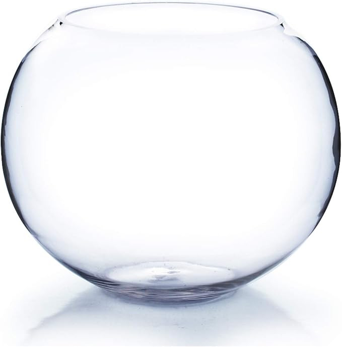 WGV Large Bowl Glass Vase, Diameter 9", Height 8", (Multiple Sizes Choices) Clear Round Bubble Va... | Amazon (US)