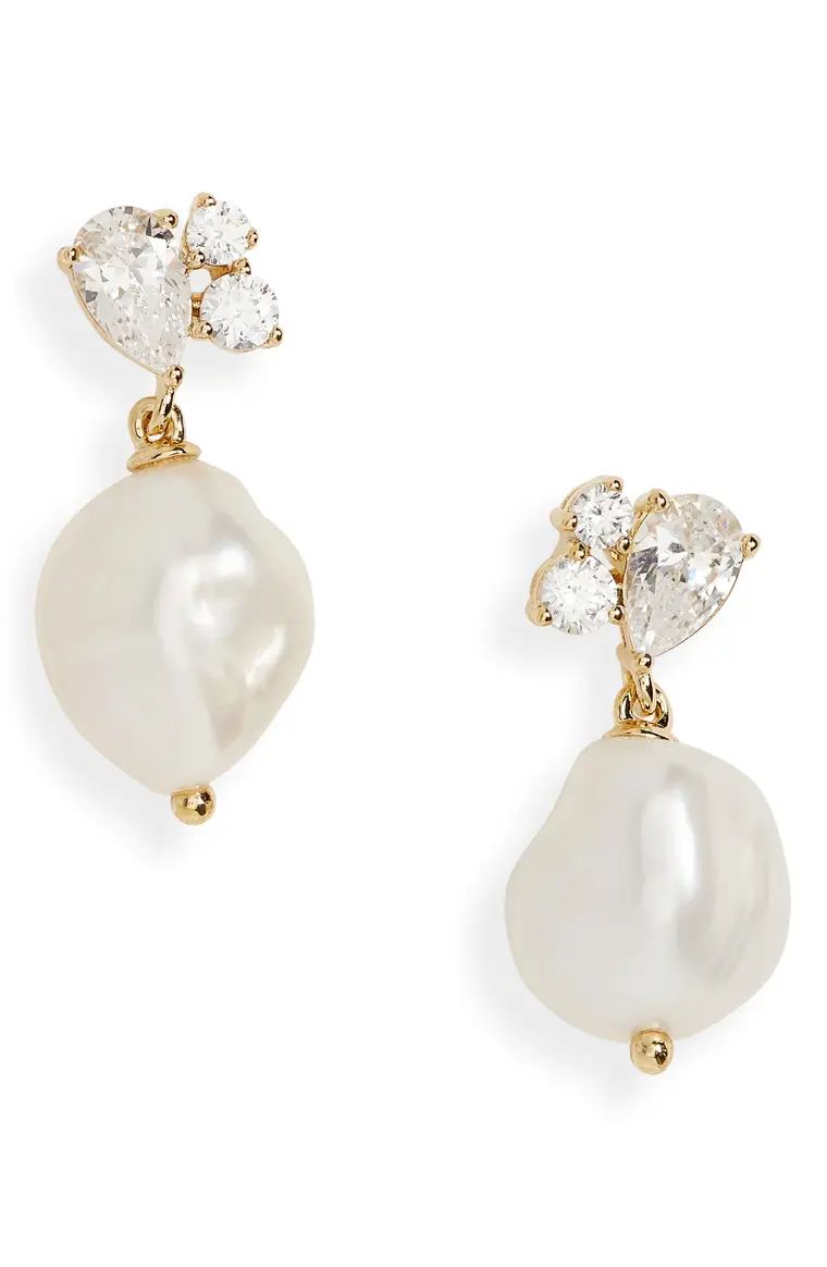 Chloe Cubic Zirconia & Cultured Pearl Drop Earrings | Nordstrom