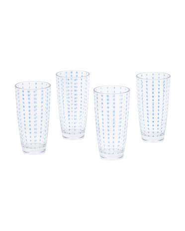 Set Of 4 Acrylic Dotted Highball Glasses | TJ Maxx