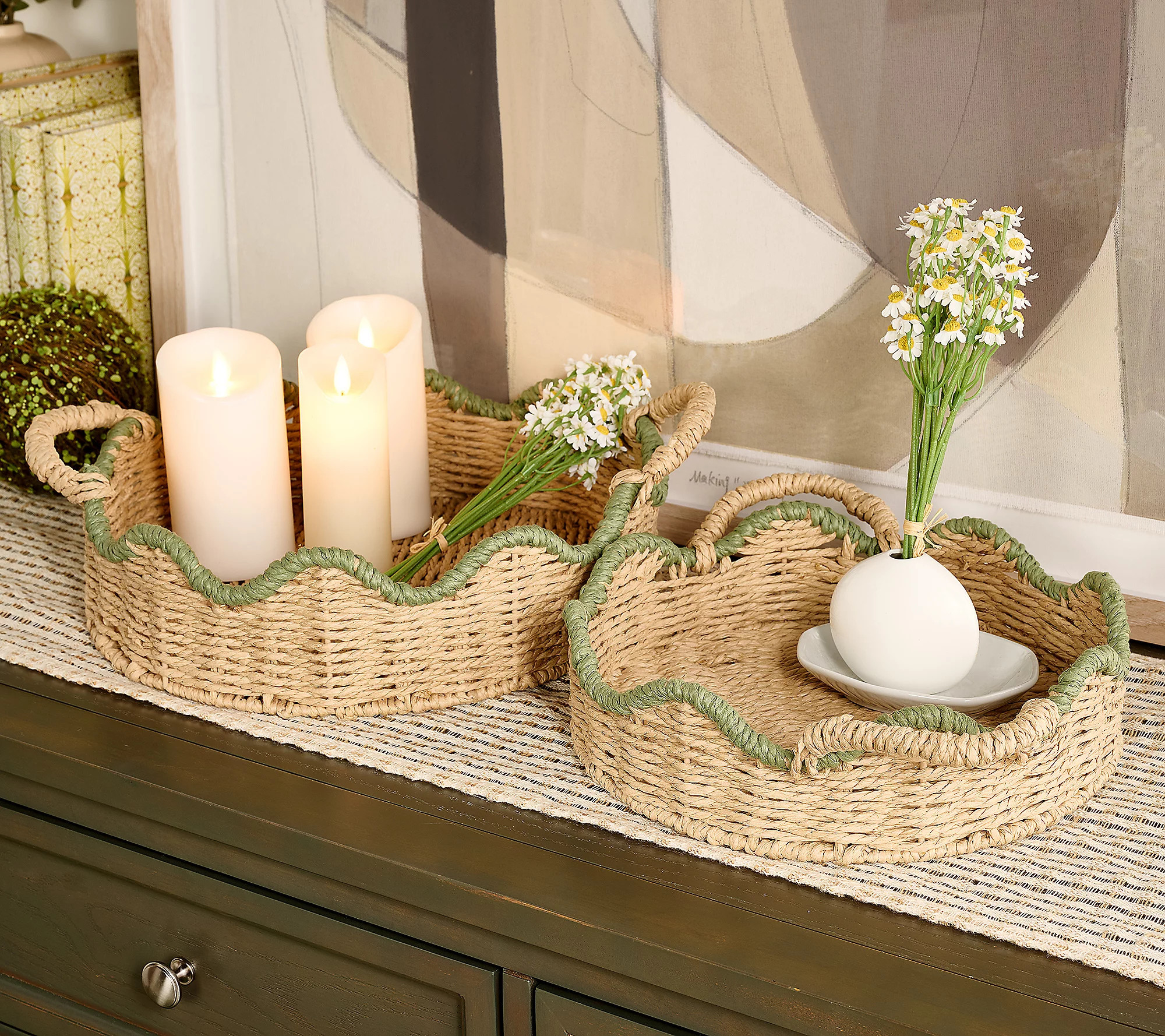 As Is Home Reflections S/2 Nesting Scalloped Basket Trays | QVC