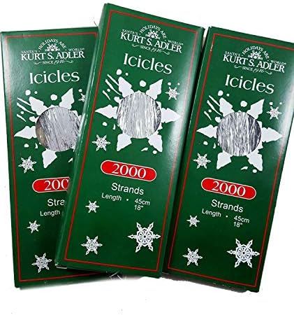 Kurt Adler Silver Tree Tinsel Icicles 6000 Strands 3 Boxes New | Amazon (US)