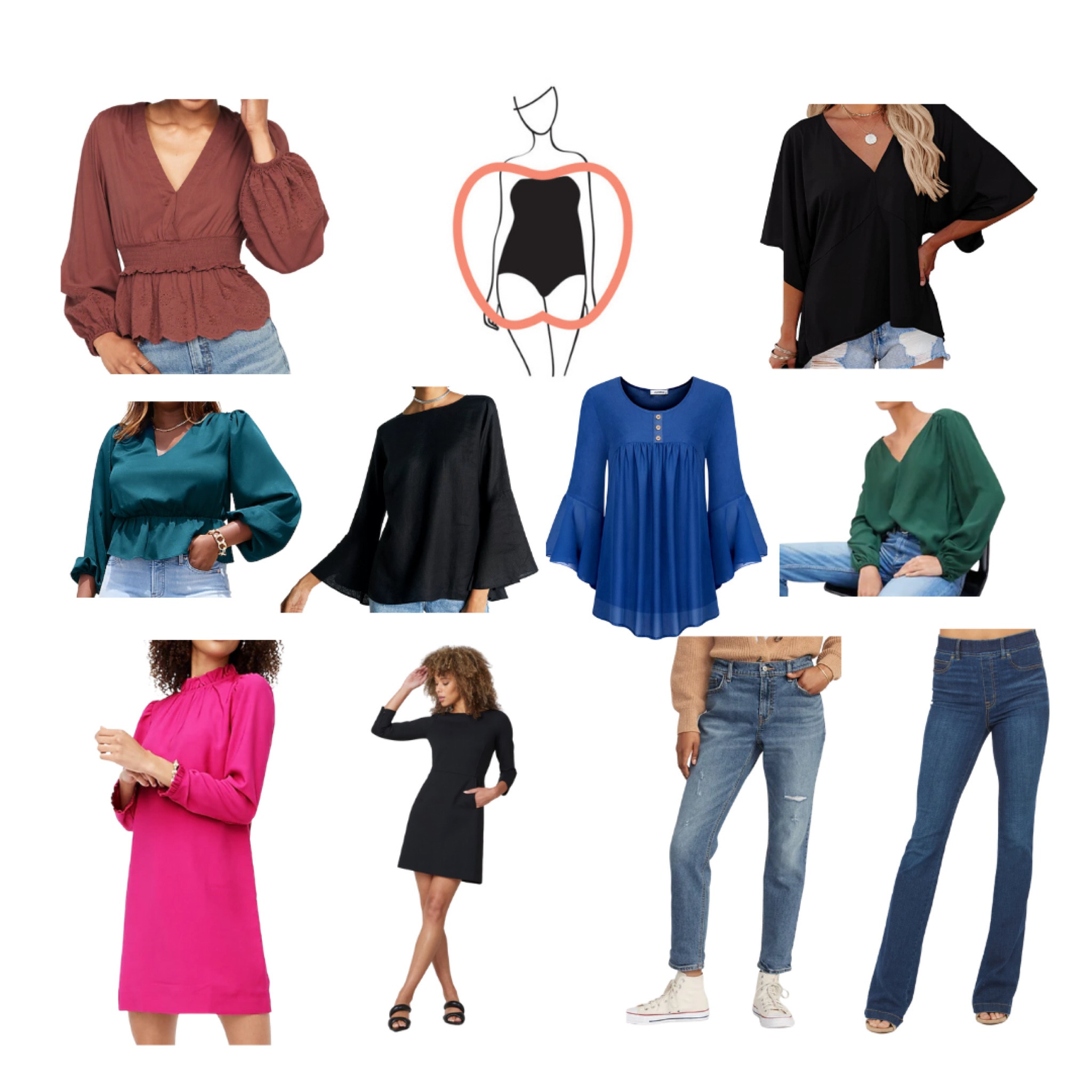 Great pieces for the apple shaped figure!