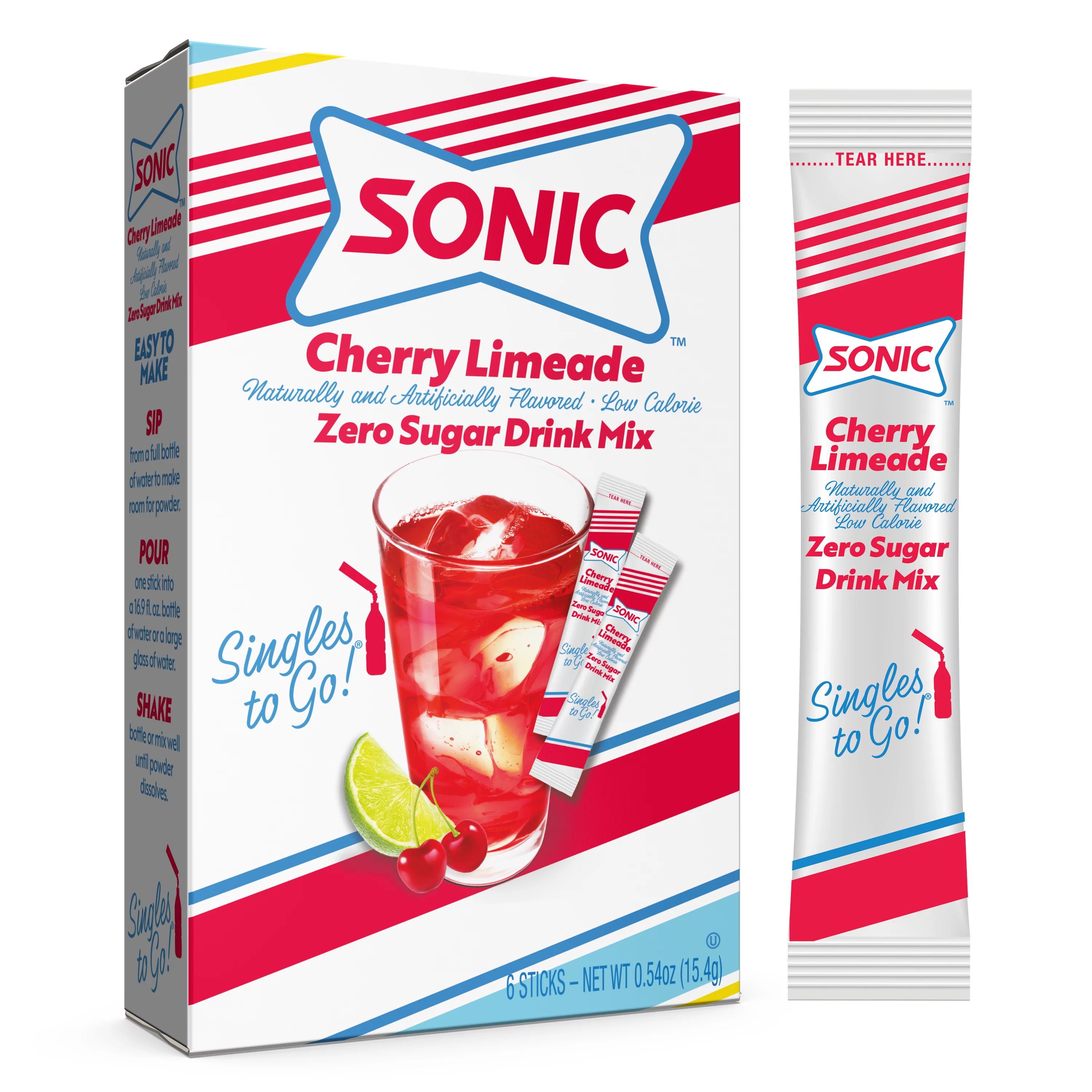 Sonic Zero Sugar Singles-to-Go Powdered Drink Mix, Cherry Limeade, 6 Count Packets | Walmart (US)