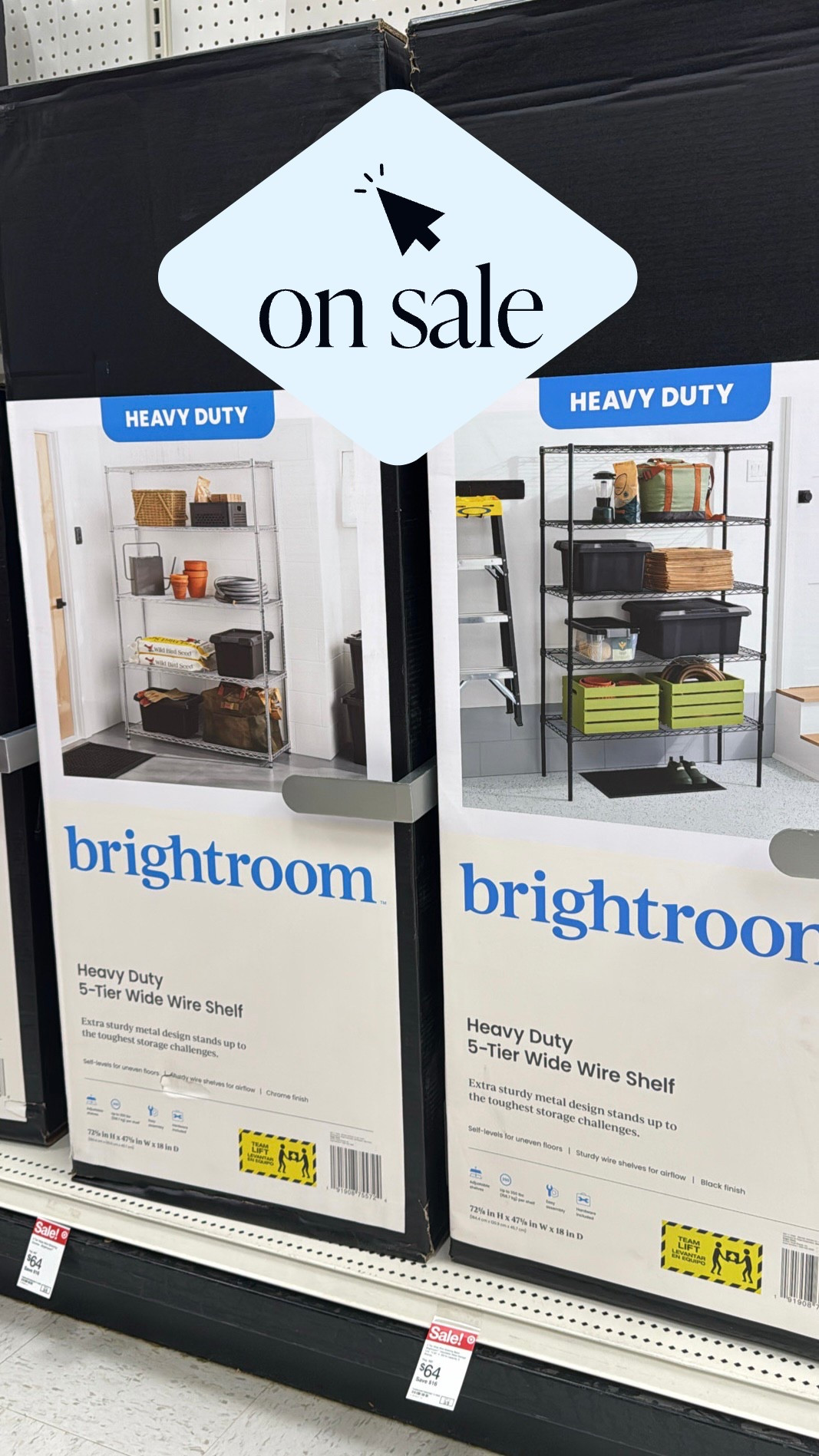 Brightroom Metal Storage Shelves - 20% off! 
5 tier adjustable shelves. Available in chrome or matte black. 
Great for:
Basement Organization 
Garage Organization 
Barn Organization 

#LTKSaleAlert #LTKHome #LTKSpringSale