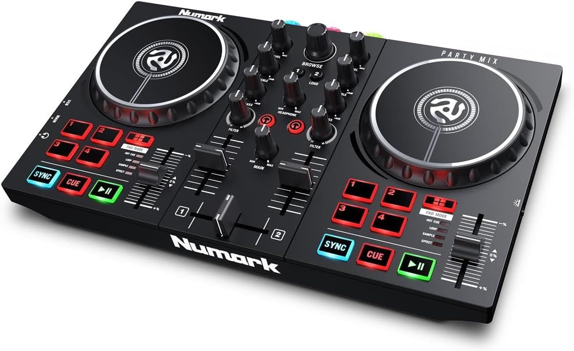 Numark Party Mix II - DJ Controller with Party Lights, DJ Set with 2 Decks, DJ Mixer, Audio Inter... | Amazon (US)