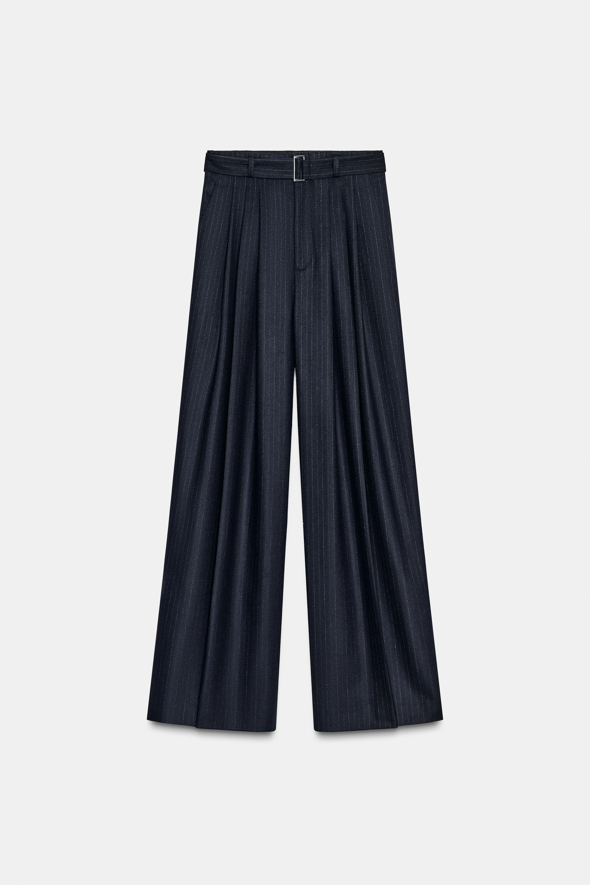 PINSTRIPE TROUSERS WITH BELT ZW COLLECTION | Zara UK