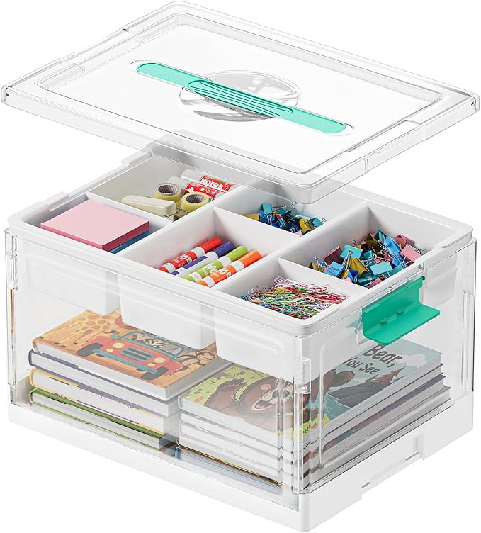 SpaceAid Craft Organizers and Storage - 24 QT Plastic Box Art Supply Storage Organizer Bin with L... | Amazon (US)