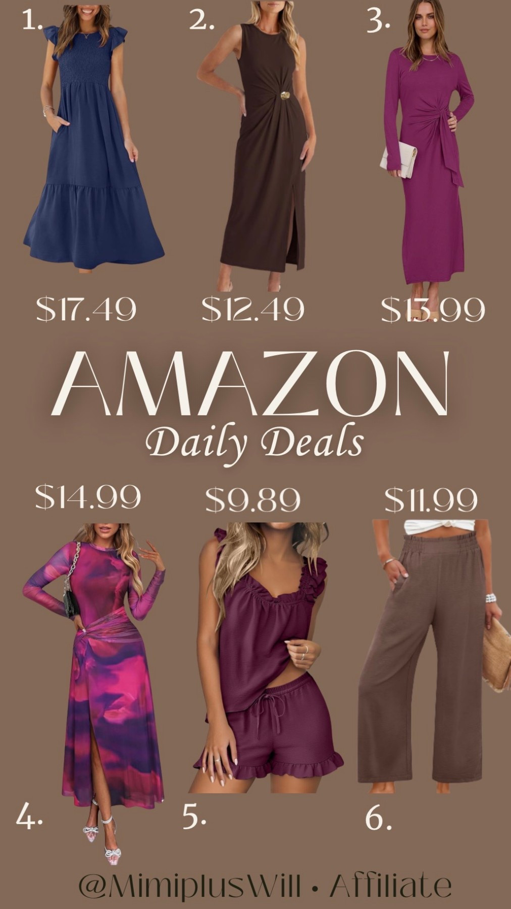Amazon daily deals! Use codes below for a limited time!

1. 5GEX6YZJ
2. PDLQV3SS
3. H9E8QWLC
4. MQYDP7ZR
5. OMNLTFFW
6. JUBVMUEX

Amazon | deals | dress | vacation outfit | Valentine’s Day | date night 
Follow @mimipluswill for more! 

#LTKFindsUnder50 #LTKPetite #LTKSaleAlert