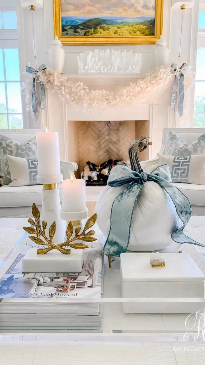 Blue and white luxe fall decor