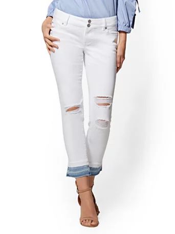 Soho Jeans - White Released Hem Boyfriend Jeans | New York & Company