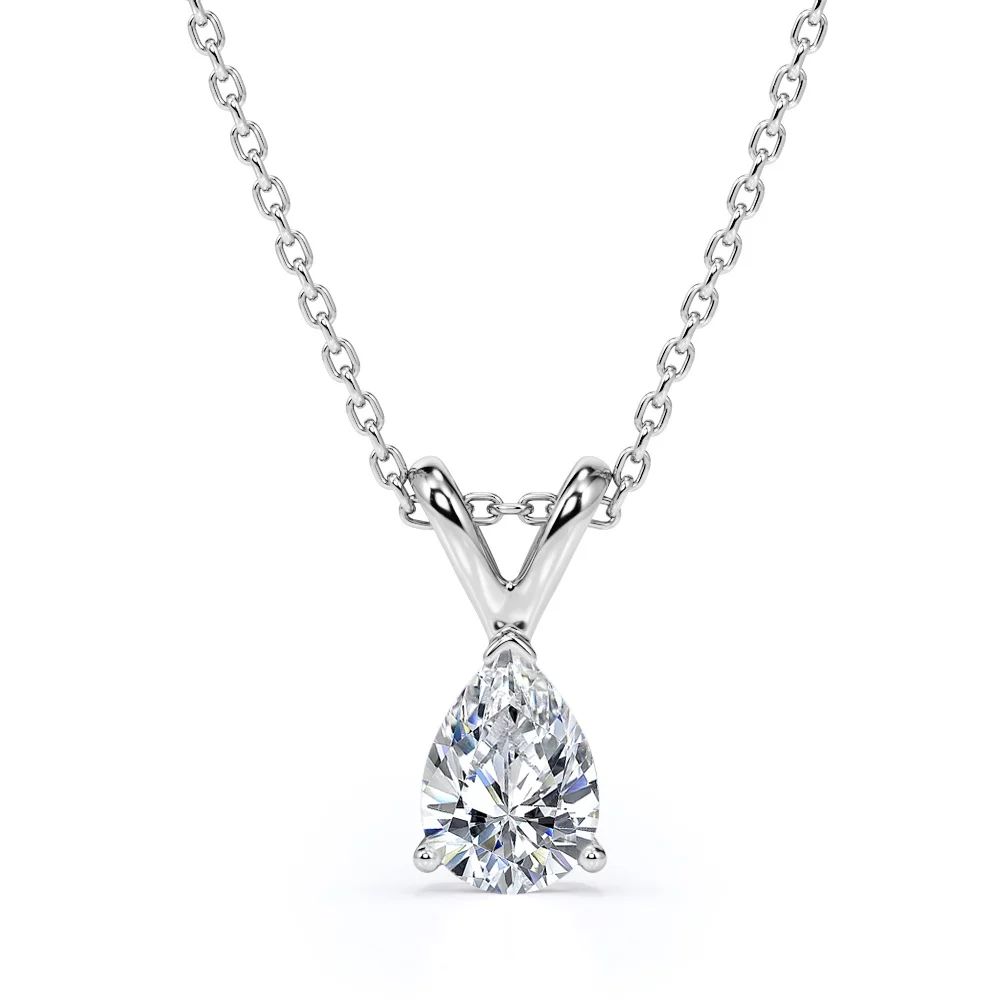 Captivating 1 Carat Teardrop Moissanite Pendant Necklace in 18K White Gold Plating over Silver | Walmart (US)