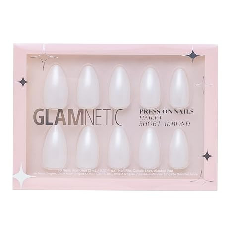 Glamnetic Press On Nails - Hailey | Glossy, Semi-Transparent, Short Almond Nails, Reusable | 15 S... | Amazon (US)