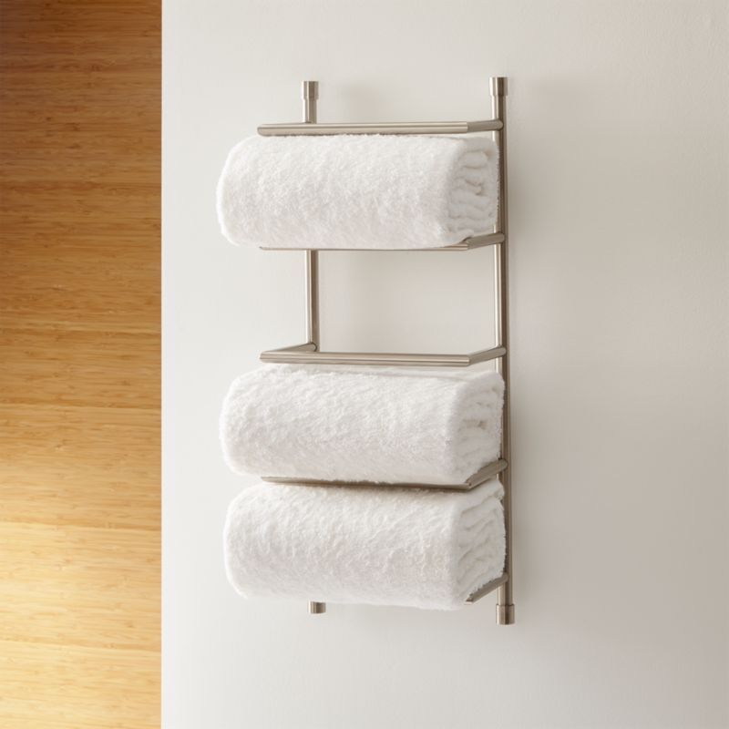 Brushed Steel Wall Mount Towel Rack + Reviews | Crate and Barrel | Crate & Barrel